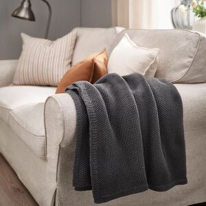 Elegant Anthracite Knit Throw Blanket